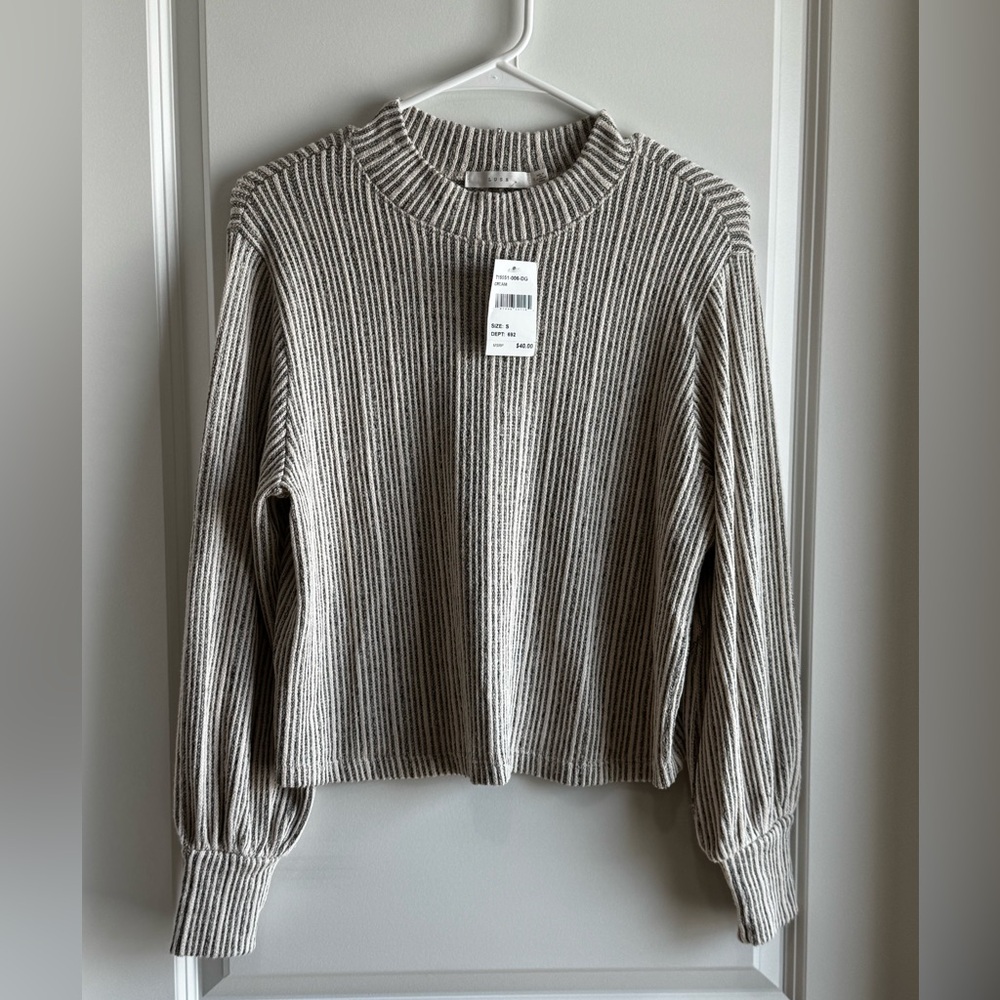 Lush Cream Ribbed Knit Top